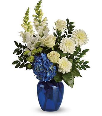 Sympathy Flowers - Elegant Vases - Blue Devotion Bouquet